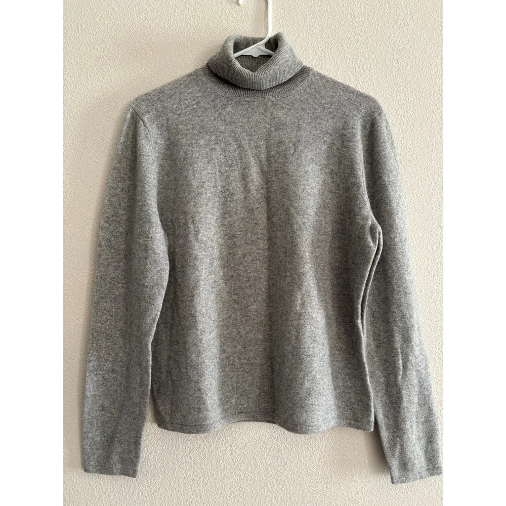 Deane & White Cashmere Turtleneck Sweater Womens Large Gray Quiet Luxury Capsule